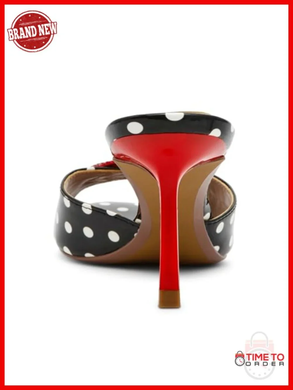 Stiletto Heel Mule with Polka Dot Pattern